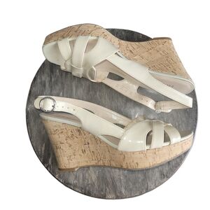 Franco Sarto Cream Wedge Heel Sandals Size 7M